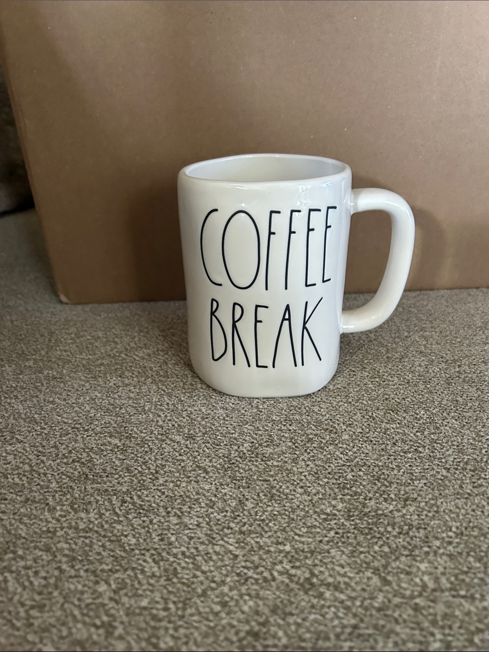 Rae Dunn White Mug with Black 'COFFEE BREAK' Lettering